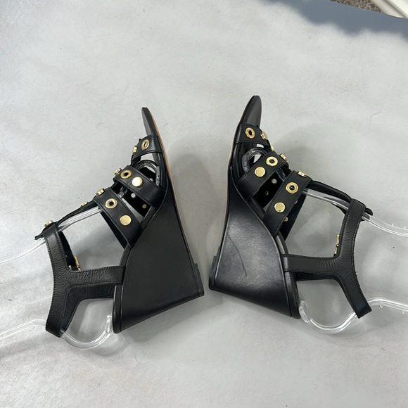 Sandro Grommet Wedge Gladiator Heels Sandals Studded - Picture 6 of 11